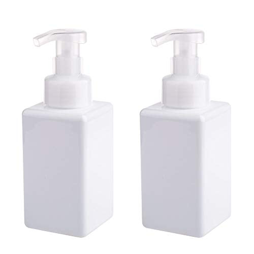 Foaming Soap Dispenser, 22oz Plastic Refillable Pump Bottle, 2 Pack, White | Hand Dispenser for Liquid Soap, Shampoo & Body Wash – Saves Soap with Rich Foam, Reusable, Easy to Refill, BPA-Free - color: White, size: 15 oz (2 Pack)