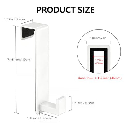 WUIVIUT Heavy Duty Over The Door Hooks, Easy Install Door Holder for Coats, Stainless Steel Hanger Hook for Bedroom, Office, Towel (White, L Shape 2 Pack, Fits 1-3/4'' Thick) - size: L Shape 2 Pack, White