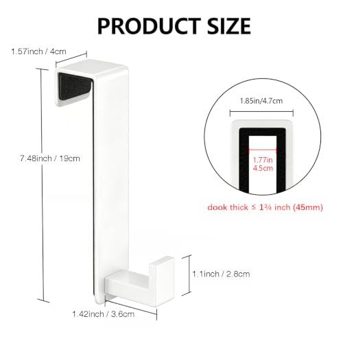 WUIVIUT Heavy Duty Over The Door Hooks, Easy Install Door Holder for Coats, Stainless Steel Hanger Hook for Bedroom, Office, Towel (White, L Shape 2 Pack, Fits 1-3/4'' Thick) - size: L Shape 2 Pack, White