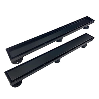 28 Inch Linear Shower Drain,Rectangle Shower Floor Drain, with Removable 2-in-1 Tile Insert Grate Cover and SUS304 Stainless Steel CUPC Certificate(28 inch) - color: Black, size: 28inch