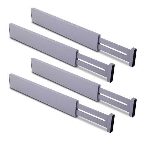Utoplike Kitchen Drawer Dividers Large, Gray Drawers Organizers Adjustable | Bamboo, Spring Loaded, Works in Dresser, Bedroom, for Silverware, Utensils, 4pcs, Fit 17.8"-20.6" Inner Drawer, 2.4" H - color: Lavender Gray, size: 2.4"H, Large