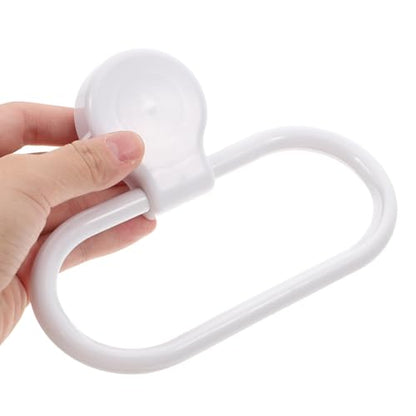 2pcs Adhesive Hand Towel Rings Wall-Mounted Bathroom and Kitchen Towel Holder Rack for Bathroom Wall Storage No Drill Sticky Mount Drying Rack Set (Pink White)