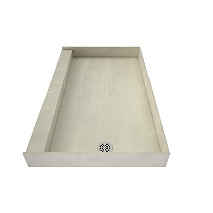 Tile Redi B3260R-SCRDPVZ3 Shower Pan Kit with Flashing, Right Drain- Single Curb Shower Base, 2" PVC Drain and Plate Included, 60" Width x 32" Depth - size: 60" W x 32" D with Flashing, style: Right Round Drain Plate 13" from Back