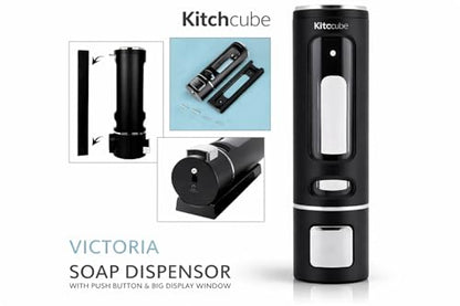 Wall Mounted Liquid Soap Dispenser for Bathroom & Kitchen, Refillable Hand Wash Shampoo Sanitizer Dispenser with Easy Press Pump, Leakproof Soap Holder with Transparent Window