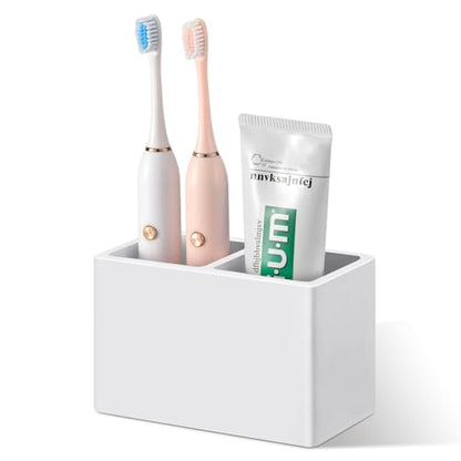 Luxspire Diatomite Toothbrush Holder, 2 Slots, Light Gray | Fast Drying, Diatomaceous Earth, Electric Tooth Brush and Toothpaste Organizer, For Bathroom Kitchen Vanity Countertop - color: Light Gray, style: 2 Slots