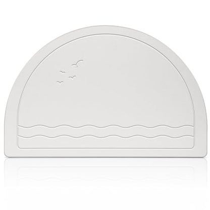 Elfcool Stone Bath Mat Diatomaceous Earth Shower Mat Non Slip Quick Dry Bath Stone Mat Super Absorbent Bathroom Floor Mat for Bathroom Kitchen Counter (Off White-Half Round-Birds) - color: Off White-half Round-birds
