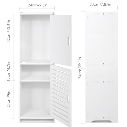 YARUKIMA Bathroom Floor Storage Cabinet,White