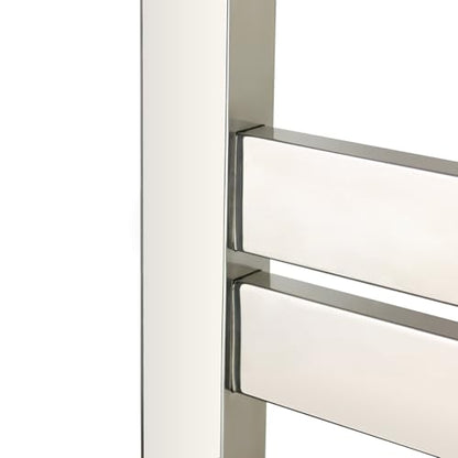 WarmlyYours Grande Heated Towel Rack, 10 Bars, Polished Stainless Steel | Wall-mounted electric towel warmer rack and dryer, 120V hardwired, flat heated bars for towels and bathrobes - color: Polished Stainless Steel, size: 10 Bars