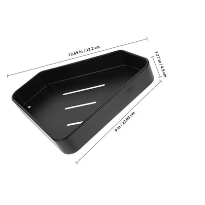 STAHAD Space Aluminum Floating Corner Shelf Wall Mounted Bathroom Storage Rack with Anti-Skid Lip Edge Black Shower Organizer for Corner Wall Storage