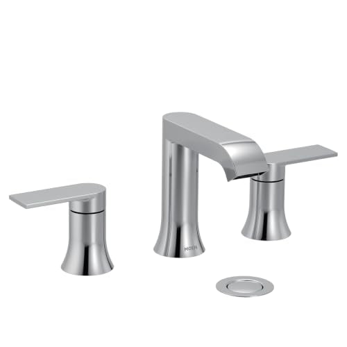 Moen Genta LX Two-Handle High Arc Widespread Bathroom Sink Faucet, for 3-Hole Setups, Valve Included, Chrome, TV6708 - color: Chrome