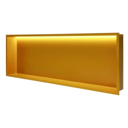 Led Shower Niche, 36" x 12" 304 Stainless Steel Bathroom Wall Niche No Tile Needed, Insert Recessed Shower Shelf for Storage, 44lbs Capacity, Warm Color Light (Gold)