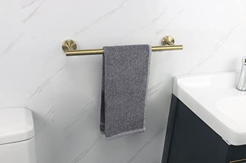 TocTen Bath Towel Bar - Thicken SUS304 Stainless Steel Bathroom Towel Holder, Towel Rod for Bathroom Heavy Duty Wall Mounted Towel Rack Hanger (16IN, Gold) - color: Gold, size: 16IN