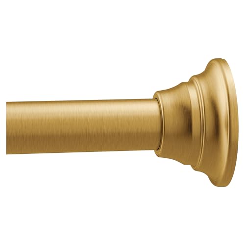 Moen TR1000BG 44-Inch to 72-Inch Adjustable Tension Mounted Straight Shower Curtain Rod, No Drilling Required, Brushed Gold Finish, Fits Standard Bathtubs - color: Brushed Gold