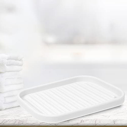 VOCOSTE Silicone Soap Dish, White, 13.5x9cm | Soap Cleaning Storage, Keep Soap Dry, For Home Bathroom Kitchen - color: White