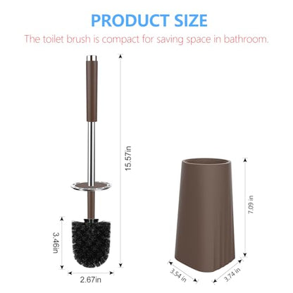SetSail Toilet Brush, Compact Size Toilet Bowl Brush and Holder Toilet Brushes for Bathroom with Stainless Steel Handle Toilet Cleaner Brush with Durable Scrubbing Bristles, Brown - color: Brown, size: 1 pack