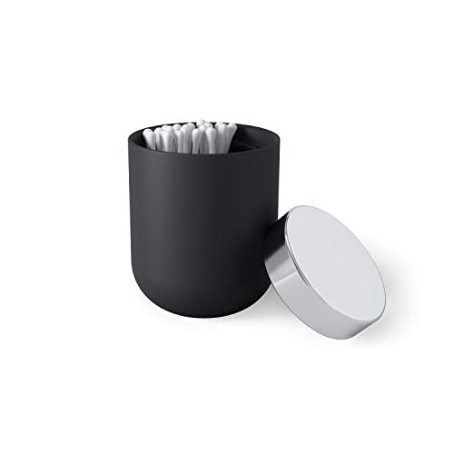 Umbra, Black Junip Resin Amenity Canister with Lid, Chrome - color: Black, style: Canister