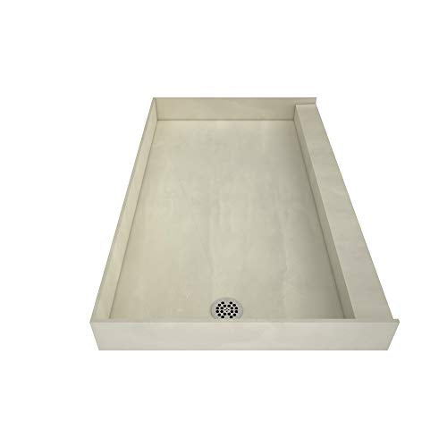 Tile Redi B3260L-SCRDPVZ3 Shower Pan Kit with Flashing, Left Drain- Single Curb Shower Base, 2" PVC Drain and Plate Included, 60" Width x 32" Depth - size: 60" W x 32" D with Flashing, style: Left Round Drain Plate 13" from Back