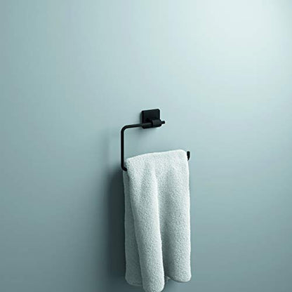 Franklin Brass Hand Towel Holder | Square Matte Black Ring for Hanging Towels in Kitchen, Bathroom | Maxted Accessories - color: Matte Black