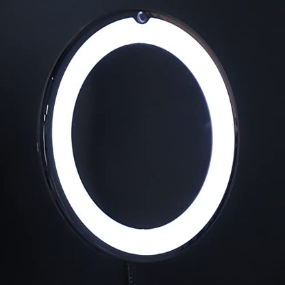 Asixxsix Lighted Makeup Mirror, 10X Magnification LED Fill Light Magnifying Mirror Vanity with Flexible Gooseneck for Bathroom Suction Cup Installation Portable Design