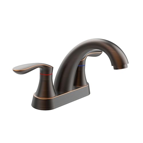 Bathroom Faucet, 4 Inch Bathrooms Faucets for Sink 3 Hole, Centerset Bathroom Sink Faucet with Plastic Pop-Up Drain and cUPC Lead-Free Hose(ORB) - color: ORB, size: 4 inch 1 pack