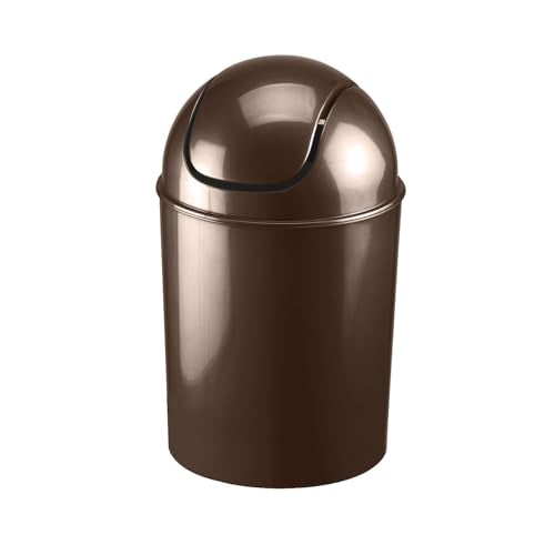 Umbra 1.25 Gallon Mini Waste Can with Removable Swing-Top Lid - Small Garbage Bin for Kitchen, Bathroom, Bedroom, Office - Compact Trash Can Fit Under Tables & Counters - Bronze - color: Bronze