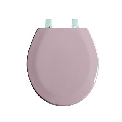 J&V Textiles Round Wooden Toilet Seat With Beveled Edge (Pink)* - color: Pink
