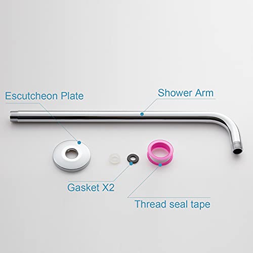 OFFO Shower Arm with Flange, 12 in Wall Mount Replacement Angle Shower Head Arm Wall-Mounted For Fixed Shower Head & Handheld Showerhead, Chrome - color: Chrome, style: 12 in