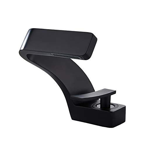becola Bathroom Sink Waterfall Faucet,Solid Brass Single Handle Hot and Cold Water Mixer Tap, Lavatory Vanity Sink Faucet Including Two US Standard 3/8" Hoses (Matte Black) - color: Black