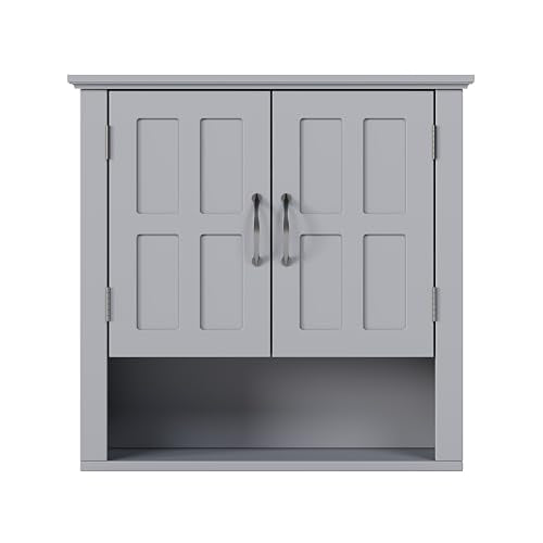 Merax Bathroom Wall Cabinet, Medicine Cabinet with 2 Doors Cabinet and Adjustable Shelves, Over The Toilet Storage Cabinet for Bathroom,Grey - color: Grey