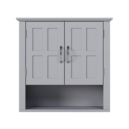 Merax Bathroom Wall Cabinet, Medicine Cabinet with 2 Doors Cabinet and Adjustable Shelves, Over The Toilet Storage Cabinet for Bathroom,Grey - color: Grey