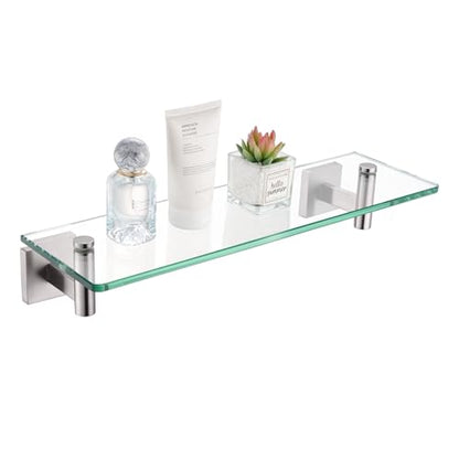 KOKOSIRI Floating Shelf Bathroom Wall Mount Shelves 12-Inch for Bedroom, Living Room, Kitchen, Small Hanging Rack Brushed Stainless Steel B1105BR-L12 - color: Brushed Nickel, size: 12-Inch