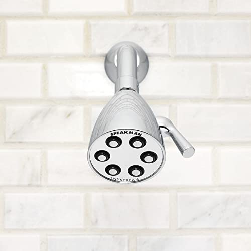Speakman S-2252 Signature Icon Anystream Adjustable High Pressure Shower Head-2.5 GPM Solid Brass Replacement Bathroom Showerhead, Polished Chrome Finish - color: Polished Chrome, size: 2.5 GPM, style: Transitional