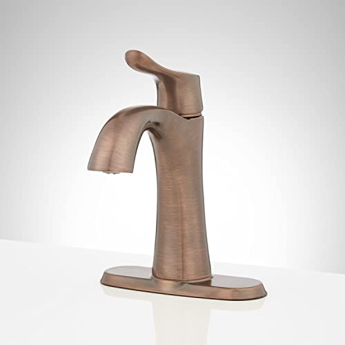 Signature Hardware 447940 Provincetown 1.2 GPM Single Hole Bathroom Faucet with Metal Lever Handle and Pop-Up Drain Assembly | Includes - Pop-Up Drain Assembly - Brushed Nickel