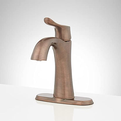 Signature Hardware 447940 Provincetown 1.2 GPM Single Hole Bathroom Faucet with Metal Lever Handle and Pop-Up Drain Assembly | Includes - Pop-Up Drain Assembly - Brushed Nickel