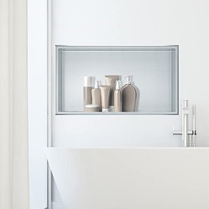 SUNTAGE Recessed Shower Niche Insert Stainless Steel (24" X 12" Brushed) - size: 24" X 12" Brushed