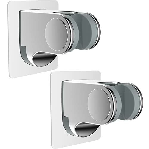 Hibbent 2 Pack Shower Head Holder - Strong Adhesive, Waterproof, Height Adjustable, Wall Mount, No Drilling, Chrome Finish - size: 2 Pack, style: Chrome