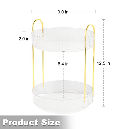 360 Rotating Makeup Organizer for Vanity 2 Tier, Easy to Assemble Spinning Bathroom Organizer, High-Capacity Skincare Perfume Organizers Cosmetic Display Case,Fits Countertop and Bathroom