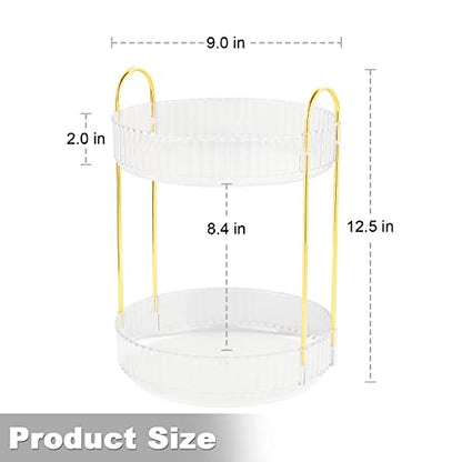 360 Rotating Makeup Organizer for Vanity 2 Tier, Easy to Assemble Spinning Bathroom Organizer, High-Capacity Skincare Perfume Organizers Cosmetic Display Case,Fits Countertop and Bathroom