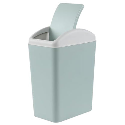 4.5 Gallon Plastic Trash Can with Lid, Swing Top Garbage Bin, Blue | Small Slim Swing Lid Trash Bin - color: Blue
