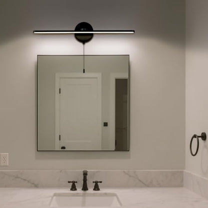 24 inch Vanity Light Sith Switch for Bathroom, Modern LED Wall Picture Light Sconces, Wall lamp Over Mirror with Pull Chain On Off SwitchLED 3000-3500K LED 12W (Black) - color: Black
