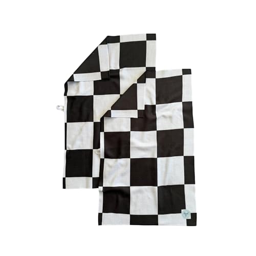 Kitchen Towels, Dish Towels for Kitchen, 2 Pc Kitchen Towel Set | Microfiber Waffle Towels, 16 x 26 inches, with Hanging Loops, Reusable Tea Towels, Cute Kitchen Towels - 2 Pack - color: 2 Black Checkered