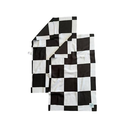 Kitchen Towels, Dish Towels for Kitchen, 2 Pc Kitchen Towel Set | Microfiber Waffle Towels, 16 x 26 inches, with Hanging Loops, Reusable Tea Towels, Cute Kitchen Towels - 2 Pack - color: 2 Black Checkered