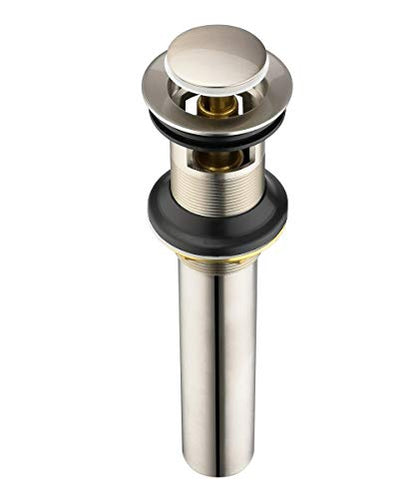 Purelux Bathroom Sink Drain Stopper Faucet Vanity Sink Pop Up Drain Assembly with Overflow, Brushed Nickel Finish - color: Brushed Nickel, style: With Overflow