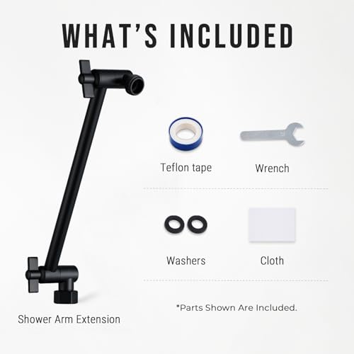 G-Promise All Metal Shower Head Extension Arm (Matte Black, 9.5 INCH) | Rise or Lower Shower Head, Height & Angle Adjustable Extender, Anti-Leak, Firmly Secure Shower Head, Easy to Install - color: Matte Black