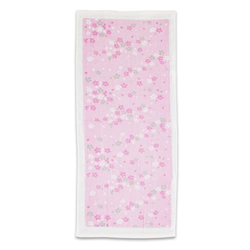 NOREN Japanese Hand Towel (Senshu Osaka Towel - Sakura) Cotton Towel/Made in Japan 100% Cotton/Quick Drying Absorbent Ultra Soft Thin/Japanese Pattern - color: Sakura, size: Hand Towel