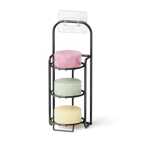 SpaceAid 3 Tier Shampoo Bar Holder for Shower, Self Draining Soap Bar Holders Caddy for Bathroom Wall and Kitchen Sink, Shampoo Bar Dish Rack, Stainless Steel Bar Soap Holder (Black) - color: Black, size: 3-tier