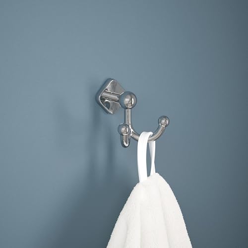 Franklin Brass Gainesville (1-Pack) Towel Hooks Polished Chrome Double Bathroom J Hooks Wall Mounted for Robes & Towels Hand Towel Hook Holder Kitchen, Bathroom Accessories GNV35-PC - color: Polished Chrome