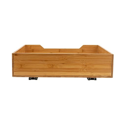 Household Essentials Glidez Bamboo and Steel Pull-Out/Slide-Out Storage Organizer for Under Cabinet Use - 1-Tier Design - Fits Standard Size Cabinet or Shelf, Natural - size: 20", style: Single Tier