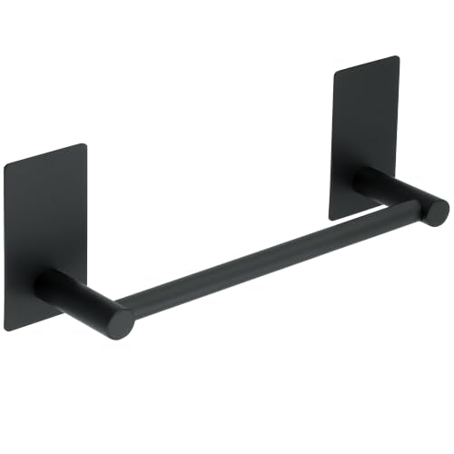 Alise 8 Inch Adhesive Towel Bars for Bathroom Wall Mounted,Matte Black | SUS304 Stainless Steel Towel Rod,Bathroom Towel Holder No Drill, Strong Self Adhesive Towel Racks for Bathroom Kitchen - color: Black, size: 8 Inch