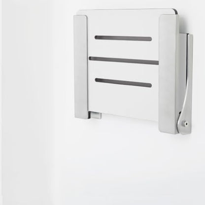 Seachrome Lift-Assist High Back Silhouette Folding Wall Mount Shower Bench, White Seat with Silver Frame - color: White Seat With Silver Frame